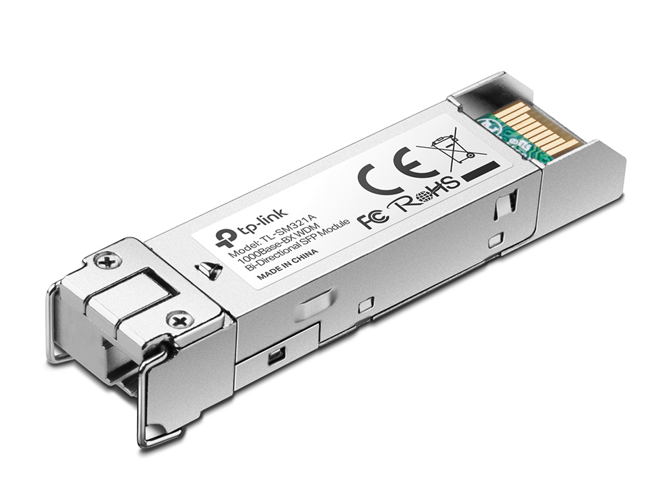 Модуль TP-Link 1000Base-BX WDM двунаправленный SFP-модуль, разъём LC, TX:1550нм/RX:1310нм, одномодовый, 10км TL-SM321A TL-SM321A