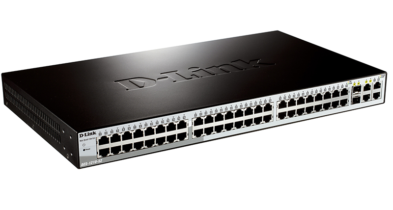 Коммутатор D-Link L2 Smart Switch with 48 10/100Base-TX ports and 2 10/100/1000Base-T ports and 2 100/1000Base-T/SFP combo-portsL2 Smart Switch with 48 10/100Base-TX ports and 2 10/100/1000Base-T ports and 2 100/1000Base-T/SFP combo-ports DES-1210-52 DES-1210-52/C1A