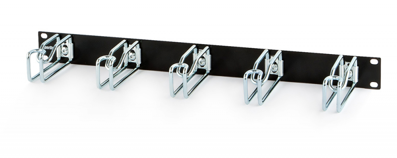 Hyperline CMW-1U-02-BK Кабельный организатор с металлическими кольцами 105x43 мм, 19", 1U, CMW-1U-02-BK