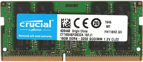 Модуль памяти Crucial 16GB DDR4 3200 SO DIMM Non-ECC, CL22, 1.2V, DRx8, RTL (790118) CT16G4SFD832A CT16G4SFD832A
