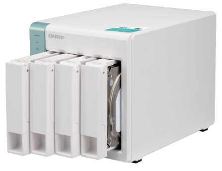 Сетевой накопитель QNAP 4 отсека для жестких дисков. Двухъядерный ARM Cortex A15 и один гигабайт оперативной памяти D4 D4