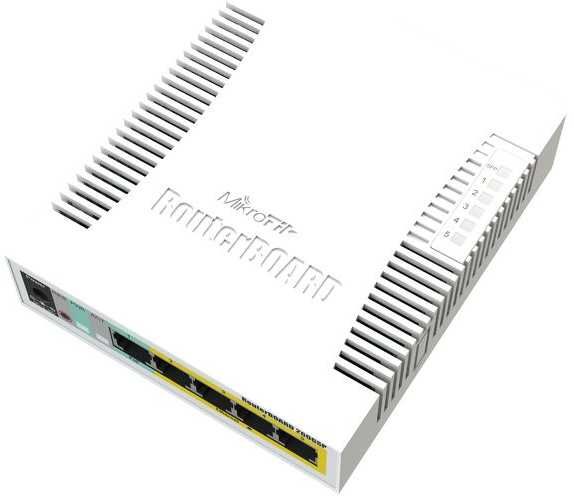 Коммутатор Mikrotik RB260GSP Smart Gigabit PoE Switch, 5xGLAN Ethernet Ports, 1xSFP cage and SwOS CSS106-1G-4P-1S CSS106-1G-4P-1S