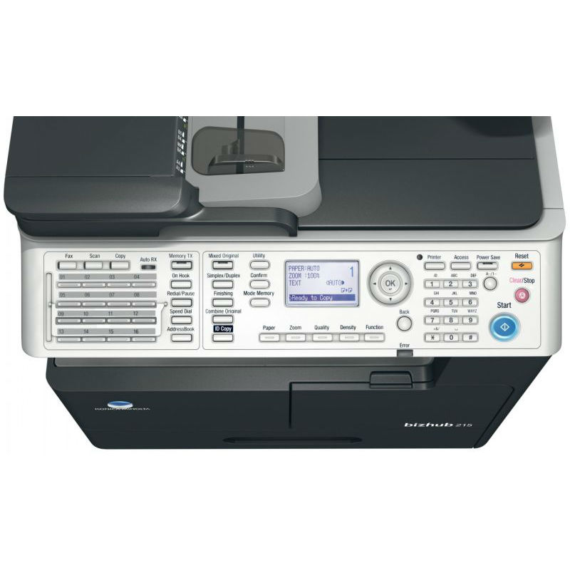 МФУ Konica-Minolta bizhub 215 монохромное, А3, 21стр/мин, до 15000стр./мес,128Мб,лоток 250л(A3PE021) A3PE021