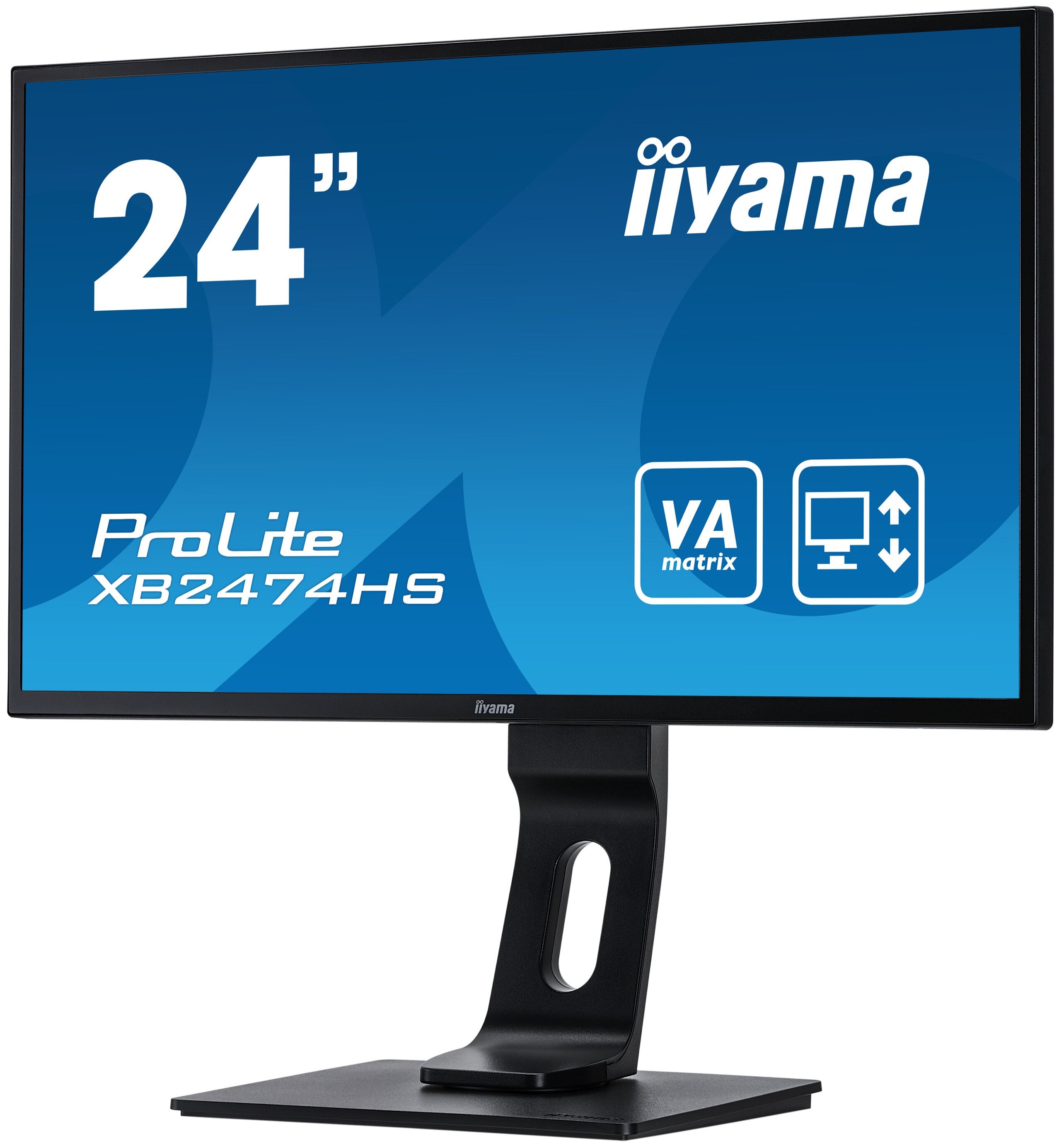 Монитор Iiyama 23,6" ProLite Black (VA, 1920x1080, D-sub+HDMI+DP, 4 ms, 178°/178°, 250 cd/m, 12M:1, MM, Pivot) XB2474HS-B2 XB2474HS-B2