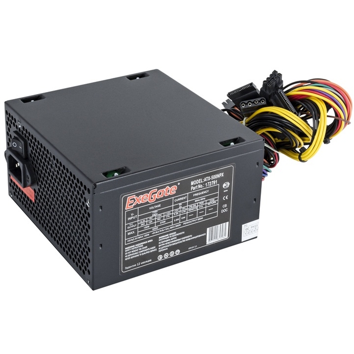 Блок питания 500W ATX-500NPX OEM, black,12cm fan, 24+4pin, 6pin PCI-E, 3*SATA (EX224734RUS) EX224734RUS