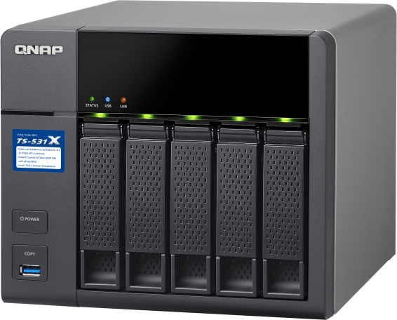 Сетевой RAID-накопитель QNAP 5 отсеков для HDD. Четырехъядерный Labs Alpine AL-314 4-core 1,4 ГГц TS-531X-2G TS-531X-2G