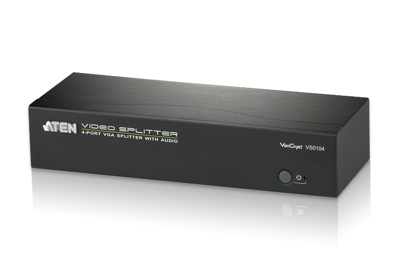 Разветвитель ATEN VGA/SVGA/MultiSync+AUDIO, 1> 4 монитора 450MHz, 65 м., F>M, без шнуров, Б.П.220> 5.3V VS0104-AT-G VS0104-AT-G
