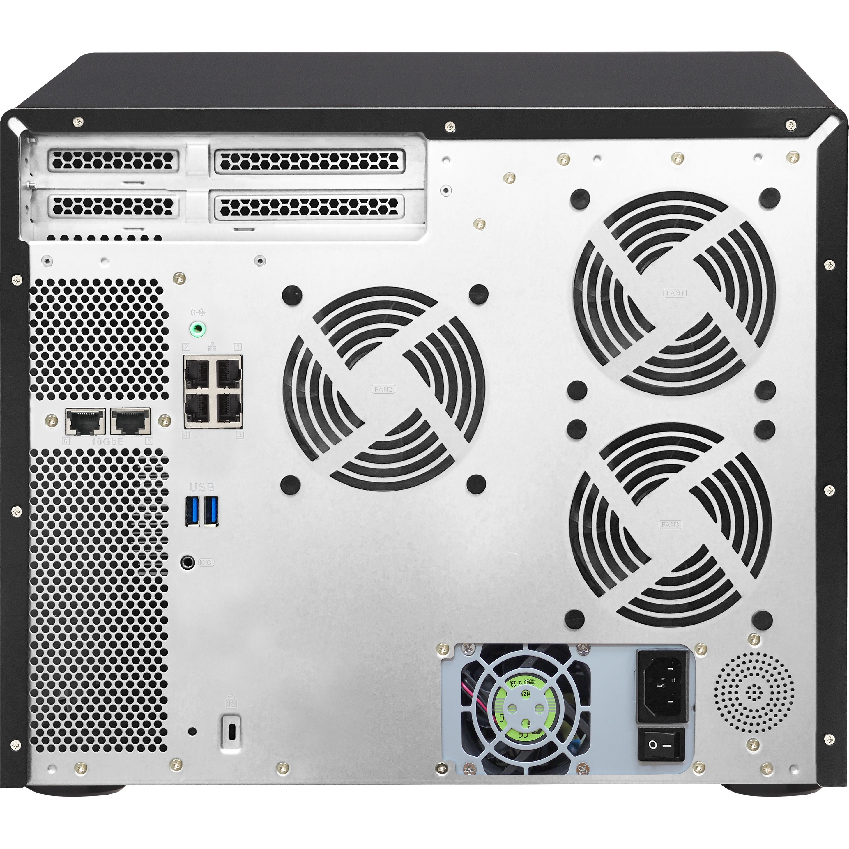 Сетевой RAID-накопитель QNAP 12 отсеков 3,5", 4 отсека 2,5", 6 портов M.2, 2 порта 10 GbE BASE-T. Intel Xeon D-1521 2,4 ГГц, 32 ГБ DDR4 TS-1685-D1521-32G TS-1685-D1521-32G