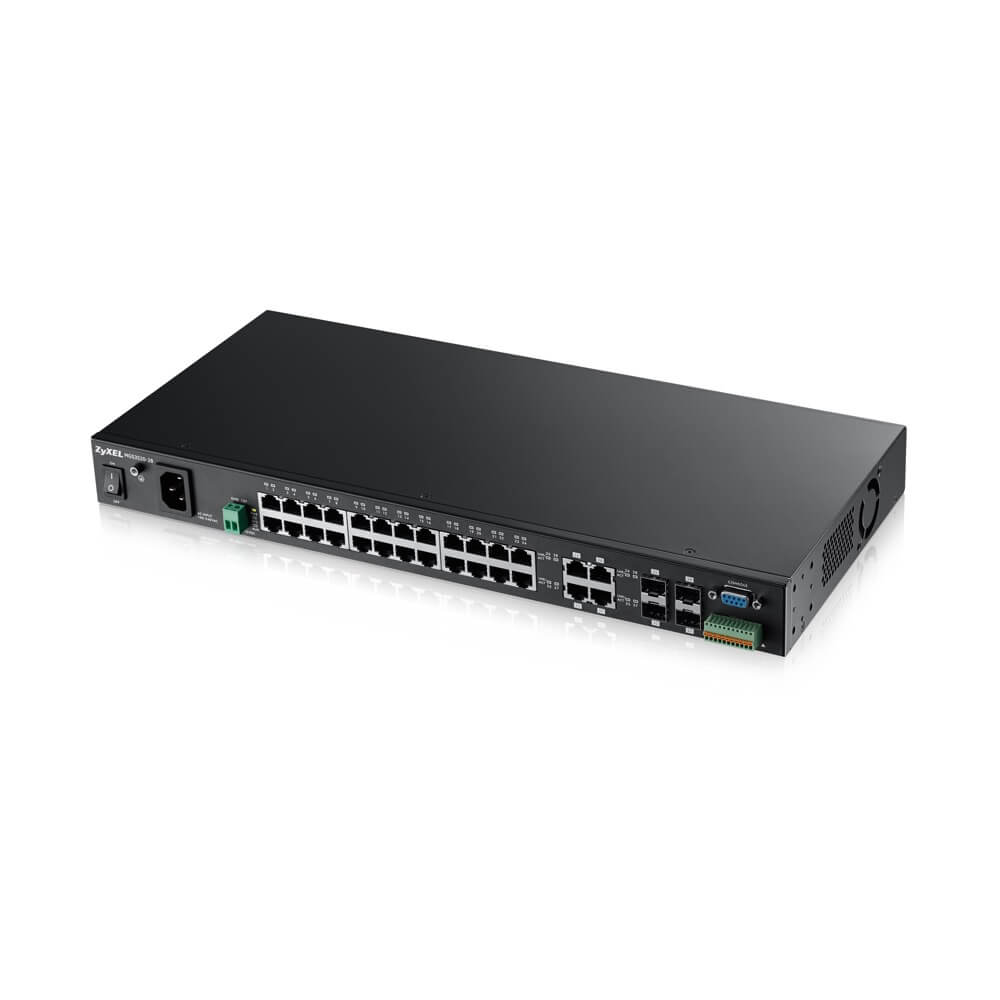 Коммутатор ZYXEL управляемый Metro Gigabit Ethernet с 28 разъемами RJ-45 из которых 4 совмещены с SFP-слотами MGS3520-28-EU01V1F MGS3520-28-EU01V1F