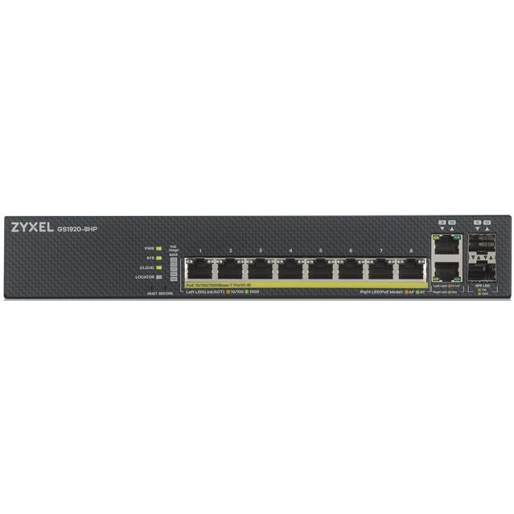 Коммутатор Zyxel GS1920-8HPv2 Hybrid Smart switch PoE+ Nebula Flex, 8xGE PoE+, 2xCombo (SFP/RJ-45), silent (fanless), budget PoE 130W, Standalone / cloud m GS1920-8HPV2-EU0101F GS1920-8HPV2-EU0101F #3