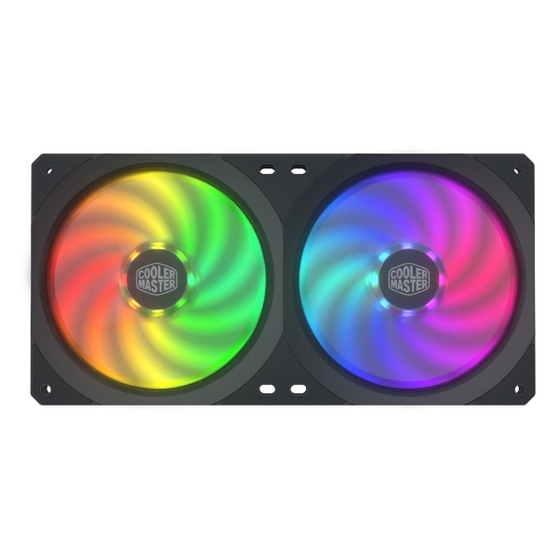 Вентилятор Cooler Master MasterFan SF240R ARGB (square frame + ARGB controller) SF240R ARGB, 2x120mm PWM addressable ARGB Fan, Balance between airflow and static pressure, 650~1800 RPM, 4 Pins, rubber pad on conrners as damper, 1x addressable RGB con MFX-B2D2-18NPA-R1