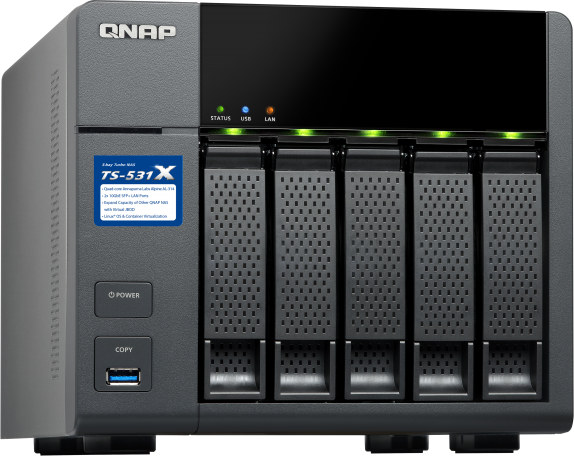 Сетевой RAID-накопитель QNAP 5 отсеков для HDD. Четырехъядерный Labs Alpine AL-314 4-core 1,4 ГГц TS-531X-8G TS-531X-8G