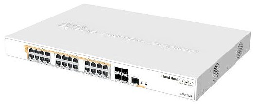 Коммутатор Mikrotik  24xGigabit ports, 4xSFP+ Cages, SwOS / RouterOS L5 (Dual Boot) CRS328-24P-4S+RM CRS328-24P-4S+RM