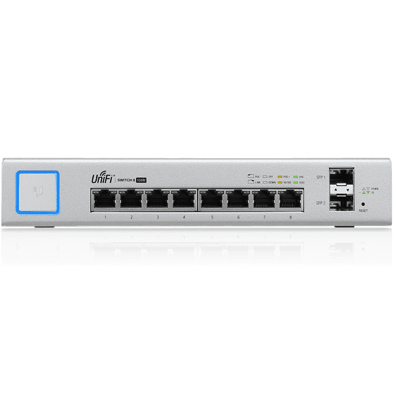 Коммутатор Ubiquiti US-8-150W-EU 8G 2SFP 8PoE+ управляемый US-8-150W-EU US-8-150W-EU