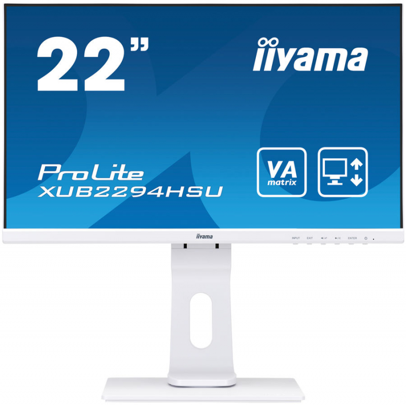 Монитор IIYAMA 21.5" ProLite белый VA LED 4ms 16:9 HDMI M/M матовая HAS Pivot 3000:1 250cd 178гр/178гр 1920x1080 D-Sub DisplayPort FHD USB 4.7кг XUB2294HSU-W1 XUB2294HSU-W1