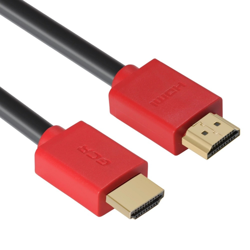 Кабель Greenconnect 0.3m HDMI версия 2.0, HDR 4:2:2, Ultra HD, 4K 60 fps 60Hz/5K*30Hz, 3D, AUDIO, 18.0 Гбит/с, 28/28 AWG, OD7.3mm, тройной экран, черный, красные коннекторы, GCR-HM451-0.3m GCR-HM451-0.3m