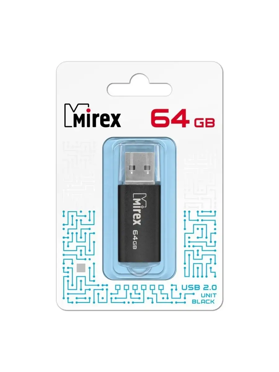 Флеш накопитель Mirex 13600-FMUUND64 64GB,Unit,USB 2.0,черный 13600-FMUUND64 13600-FMUUND64