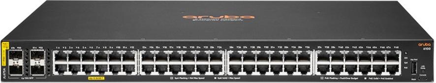 Коммутатор HPE Aruba 6100 48G Class4 PoE 4SFP+ 370W Switch JL675A JL675A