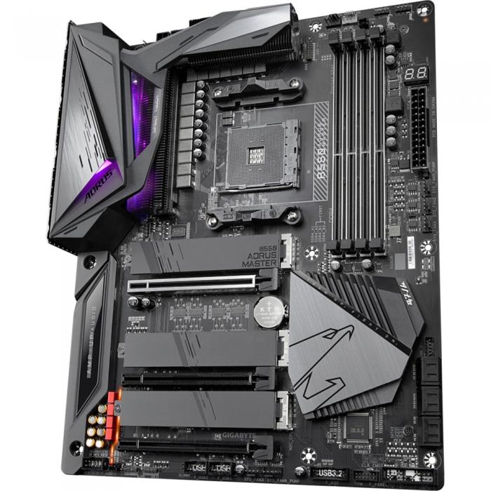 Материнская плата Gigabyte , Socket AM4, AMD B550, 4xDDR4-3200, HDMI, 3xPCI-Ex16, 6xSATA3(RAID 0/1/10), 3xM.2, 8 Ch Audio, 2,5GLan, WiFi, (6+2)xUSB2.0, (5+2)xUSB3.2, (1+0)xUSB3.2 Type-C™, ATX, RTL B550 AORUS MASTER B550 AORUS MASTER