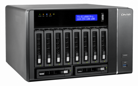Сетевой RAID-накопитель QNAP 10 отсеков для HDD, ECC-память. Intel Xeon E3-1200 v3 3,4 ГГц TS-EC1080 Pro TS-EC1080 Pro