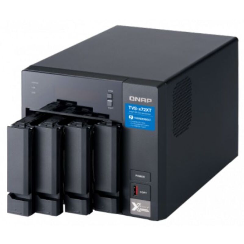 Сетевой RAID-накопитель QNAP 4-Bay Intel Pentium Gold G5400T 2-core 3.1 GHz processor, 4GB DDR4 RAM (max 32GB RAM), 4x 2.5"/3.5" SATA HDD/SSD + 2x M.2 PCIe  SSD slot, 2xGbE LAN, 1 x 10GBase-T, 2 x Thunderbolt 3 port TVS-472XT-PT-4G TVS-472XT-PT-4G
