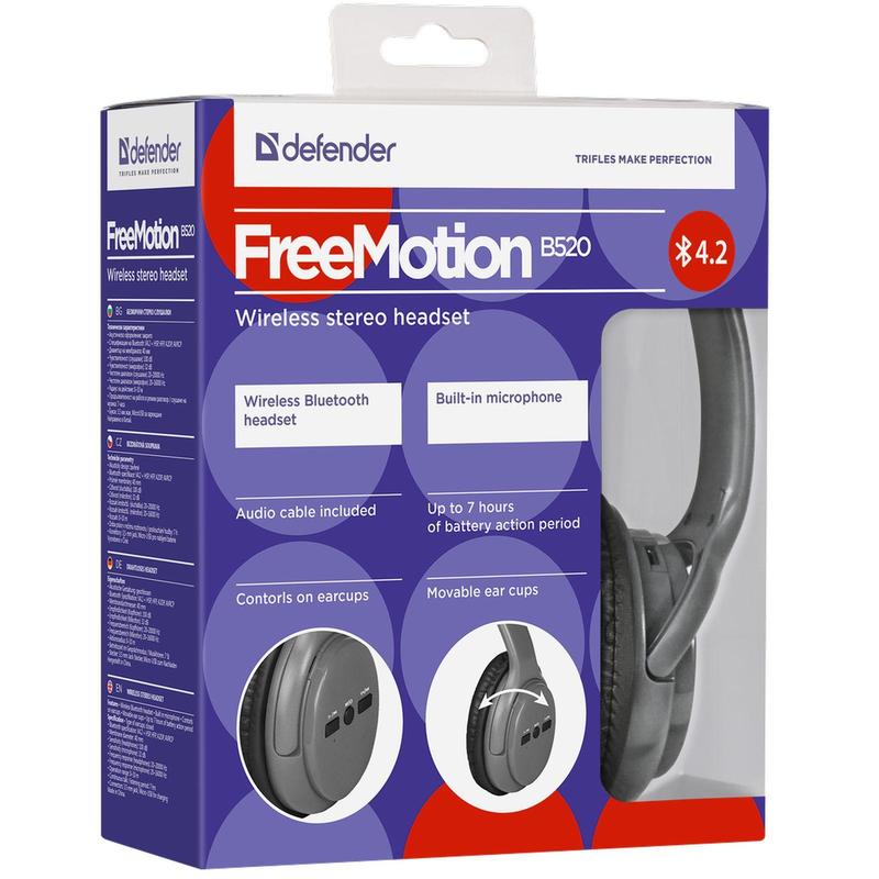 Гарнитура Defender беспроводная FreeMotion B520 серый, Bluetooth 63520 63520 #4