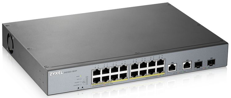 Коммутатор Zyxel GS1350-18HP L2 PoE + switch for IP cameras, 16xGE PoE +, 2xCombo (SFP / RJ-45), PoE budget 250 W, power transmission distance up to 250 m, auto- GS1350-18HP-EU0101F GS1350-18HP-EU0101F #1