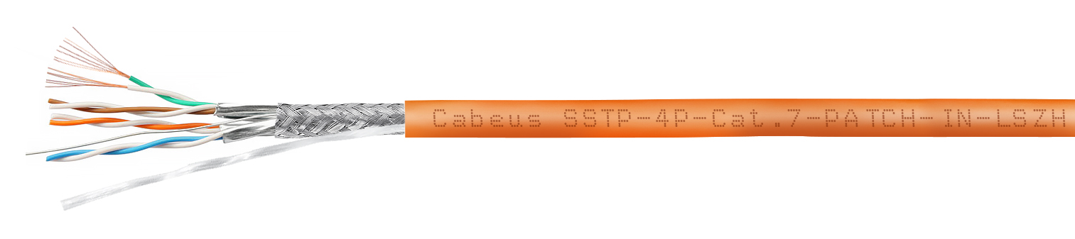 Кабель Cabeus экранированная витая пара SSTP (S/FTP), категория 7 (600MHz), 4 пары (26AWG), многожильный (patch), LSZH, нг(А)-HF, (305 м) SSTP-4P-Cat.7-PATCH-IN-LSZH SSTP-4P-Cat.7-PATCH-IN-LSZH