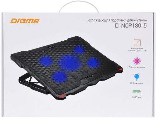 Подставка Digma для ноутбука 18"415x295x25мм 2xUSB 5x 79/150ммFAN 850г черный D-NCP180-5 D-NCP180-5 #6