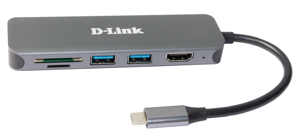 Концентратор USB D-Link USB-C Docking Station, 2xUSB3.0 + USB-C/PD3.0 + HDMI, SD/microSD Card Reader DUB-2327/A1A DUB-2327/A1A