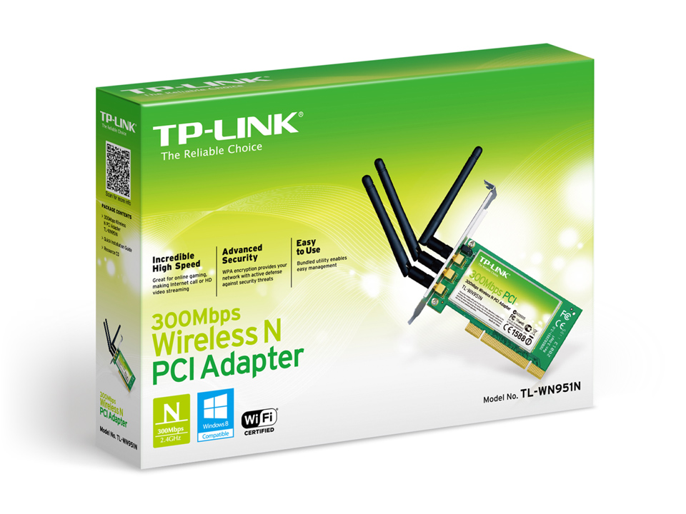Сетевая карта TP-Link 150ac, 802.11n/g/b, 1 съёмная антенна 4 дБи TL-WN951N TL-WN951N
