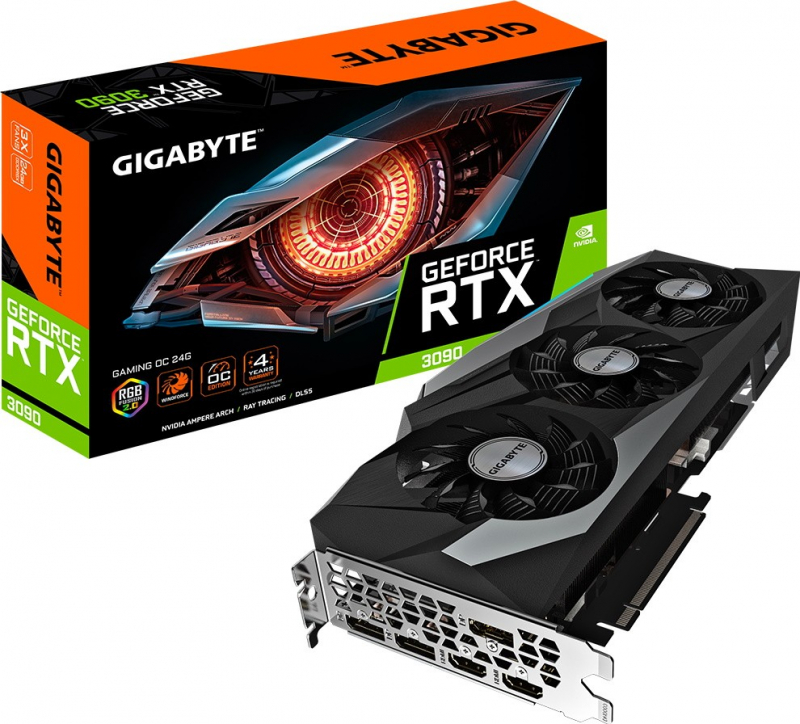 Видеокарта Gigabyte GeForce RTX 3090 GAMING OC 24G , GDDR6X,24GB, , 384bit, HDMI, DisplayPort, CrossFire/SLI, RTL GV-N3090GAMING OC-24GD GV-N3090GAMING OC-24GD