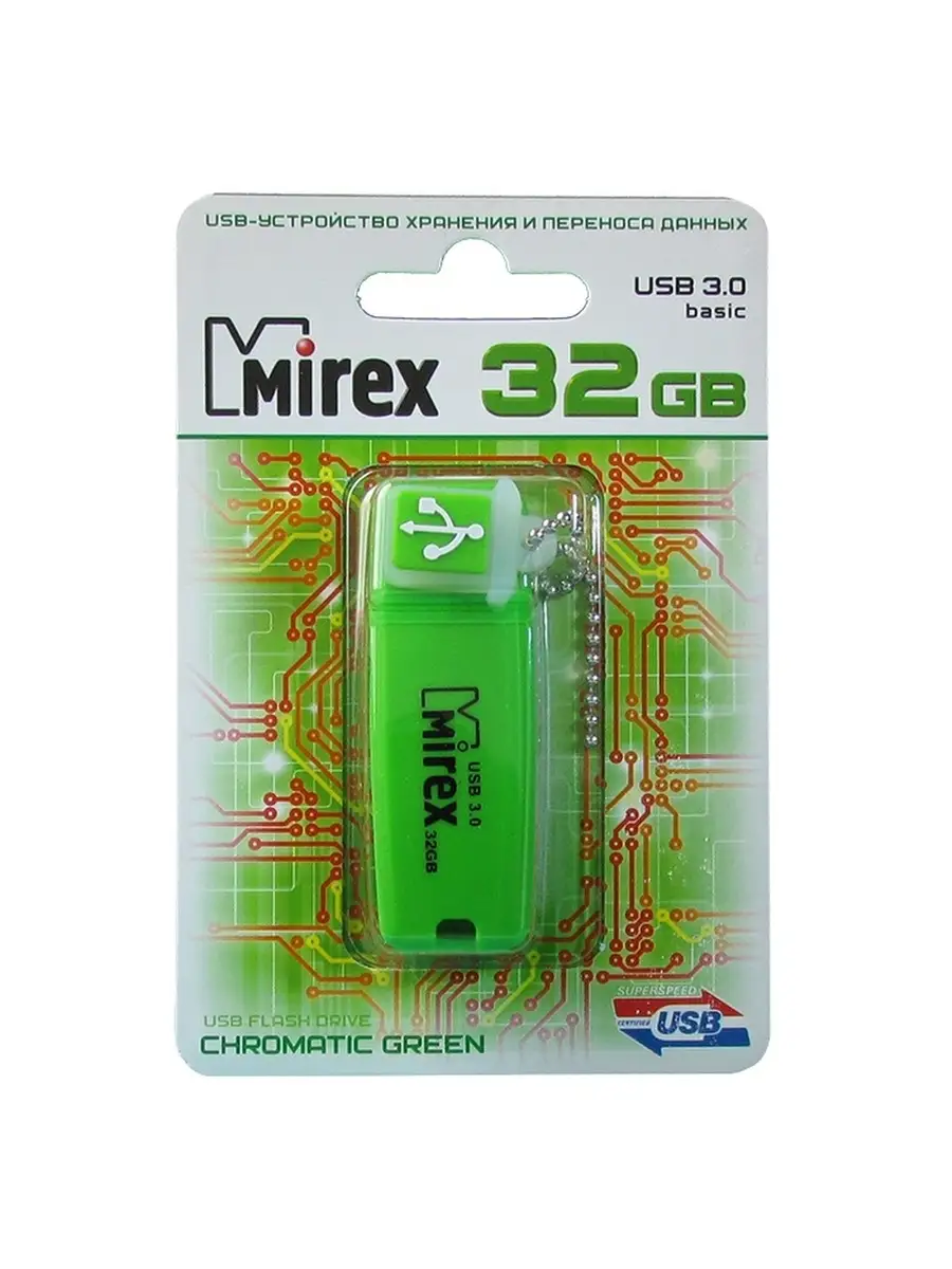 Флеш накопитель Mirex 13600-FM3CGN32 32GB,Chromatic,USB 3.0,зеленый 13600-FM3CGN32 13600-FM3CGN32