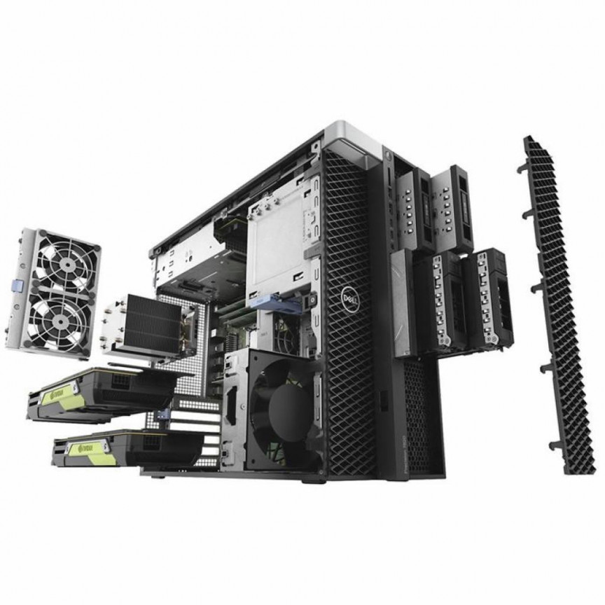 Компьютер Dell Precision T5820 MT Core i9 10900X (3.7)/16Gb/1Tb 7.2k/SSD256Gb/DVDRW/Linux Ubuntu/GbitEth/950W/клавиатура/мышь/черный 5820-8024 5820-8024