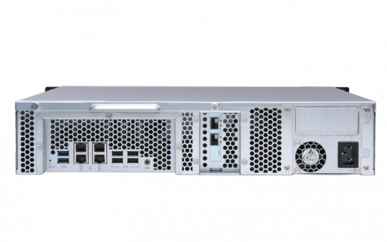 Сетевой RAID-накопитель QNAP 8xHDD, 2x10 GbE SFP+, 2 слота M.2 SSD, 19", 1 блок питания. AMD RX-421ND 2,1 ГГц (до 3,4 ГГц ), 64 ГБ TS-873U-64G TS-873U-64G