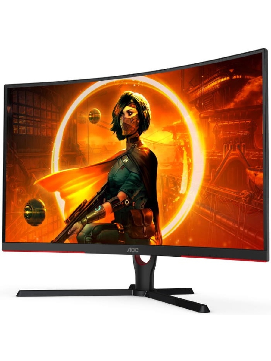 Монитор AOC 32" Black-Red (VA, изогнутый, 1920x1080, 165Hz, 1 ms, 178°/178°, 250 cd/m, 80M:1, +2xHDMI 2.0, +DP) C32G3AE C32G3AE