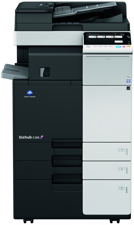 МФУ Konica Minolta bizhub C308 цветное, А3, до 100000стр./мес, дуплекс, 2 лотка 500 листов, 30 стр./мин, память 2ГБ, ж/д 250ГБ, сеть A7PY021 A7PY021
