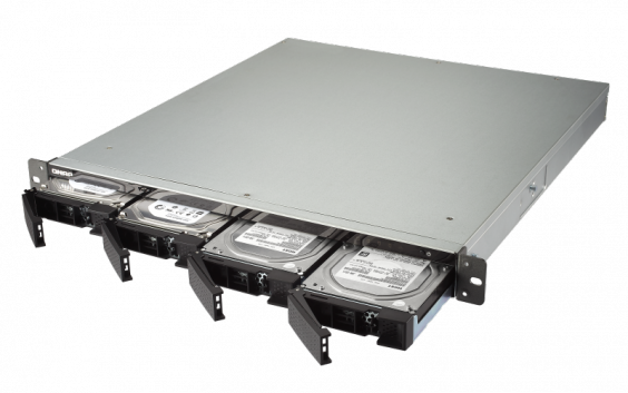 Сетевой RAID-накопитель QNAP 4 отсека для HDD, 19", 1 блок питания, Intel Celeron J3455 1,5 ГГц, 8 ГБ. Направляющие в комплект не входят TS-453BU-8G TS-453BU-8G