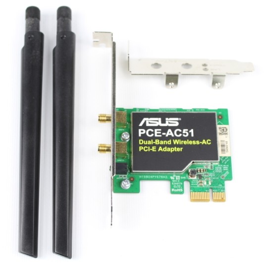 Адаптер Asus PCE-AC51 // WI-FI 802.11ac, 300 + 433 Mbps PCI-E Adapter, 2 антенны ; 90IG02S0-BO0010 PCE-AC51 PCE-AC51