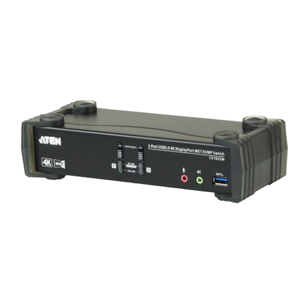 KVM-переключатель ATEN DP+KBD+MOUSE, 1> 2 блока/порта/port USB, c KVM-шнурами DP 2x1,5м,+USB 2х1,8 м,, (3840x2160 60Hz UHD/4096x2160 60Hz DCI;консоль упр, - USB;+ 2 порт, HUB USB 3,0;DisplayPort ver 1,2;подд, MST) CS1922M-AT-G CS1922M-AT-G