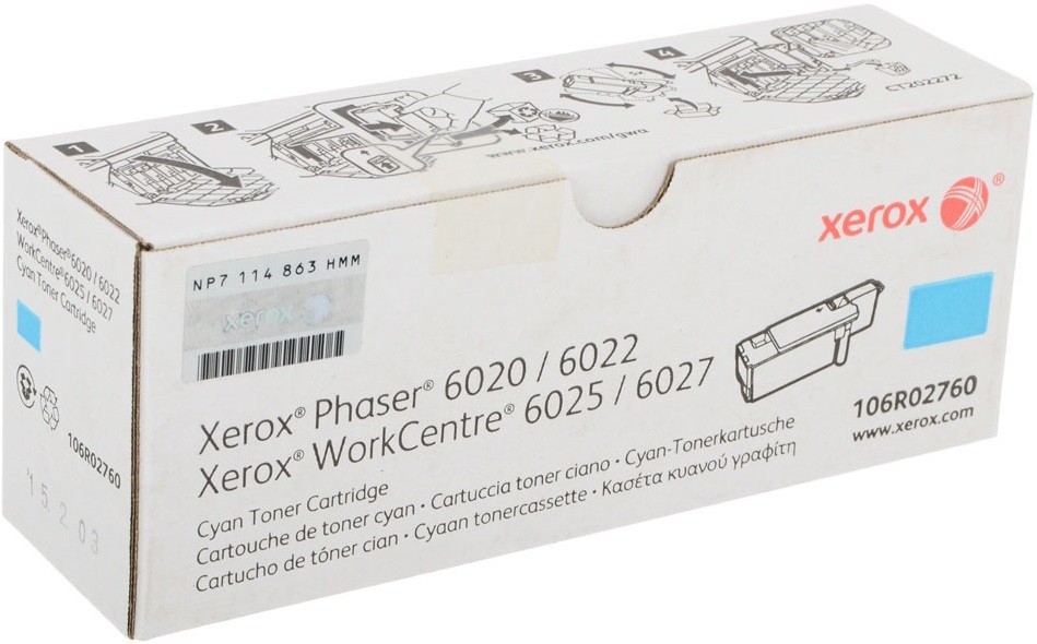 Картридж Xerox лазерный олубой (1000стр.) для Xerox Phaser 6020/6022/6025/6027 106R02760 106R02760 #2