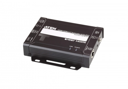 Удлинитель ATEN HDMI HDBaseT+RS232+IR, 100 метр,, 1xUTP Cat5e, HDMI+3-контактн,клемма+MINIJACK+RJ45, F, без шнуров, DС 5V, (по витой паре;4096x2160/3840x2160 60Hz 4:2:0/30Hz 4:4:4 70м Cat5e/6;100м Cat6a/1080p 100м Cat 5e/6/6a) VE1812-AT-G VE1812-AT-G