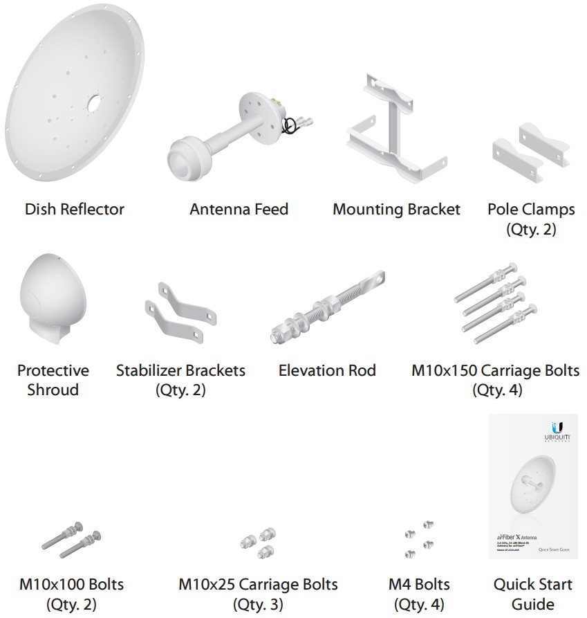 Антенна Ubiquiti airFiber 2G24-S45 антенна параболическая пассивная 2GHz 24 dBi Slant 45 2GHz 24 dBi Slant 45