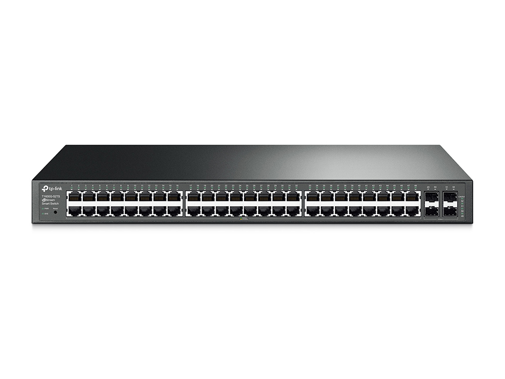 Коммутатор TP-Link L2, 48*10/100/1000, 4 гигабитных SFP-слота, статическая маршрутизация, VLAN на базе тэга T1600G-52TS T1600G-52TS