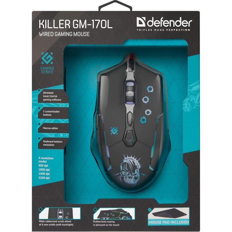 Мышь Defender проводная игровая  Killer GM-170L оптика,7кнопок,800-3200dpi 52170 52170 #3