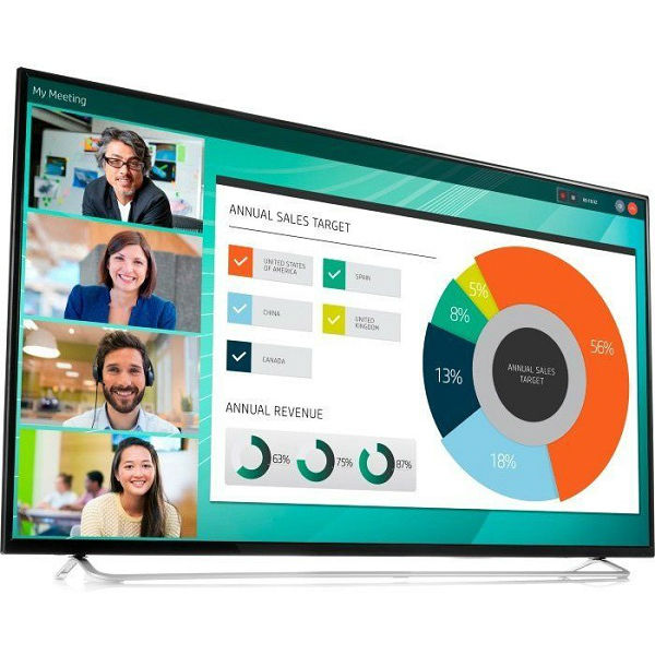 Монитор HP 55" LD5512 UHD 4K Monitor 3840x2160, 16:9, IPS, 350 cd/m2, 1000:1, 8ms, 178°/178°, HDMI, DisplayPort, Energy Star, Epeat, Black&Silver 2YD85AA 2YD85AA #1
