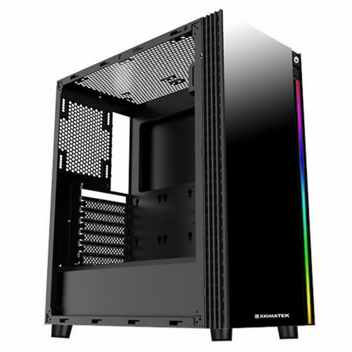 Корпус Xigmatek Poseidon ATX, USB3.0x2, USB2.0x2, Front & LeftTempered Glass, Front Rainbow LED Stripe, CY120Fansx4 (Fx3 & Rx1) EN42272 EN42272