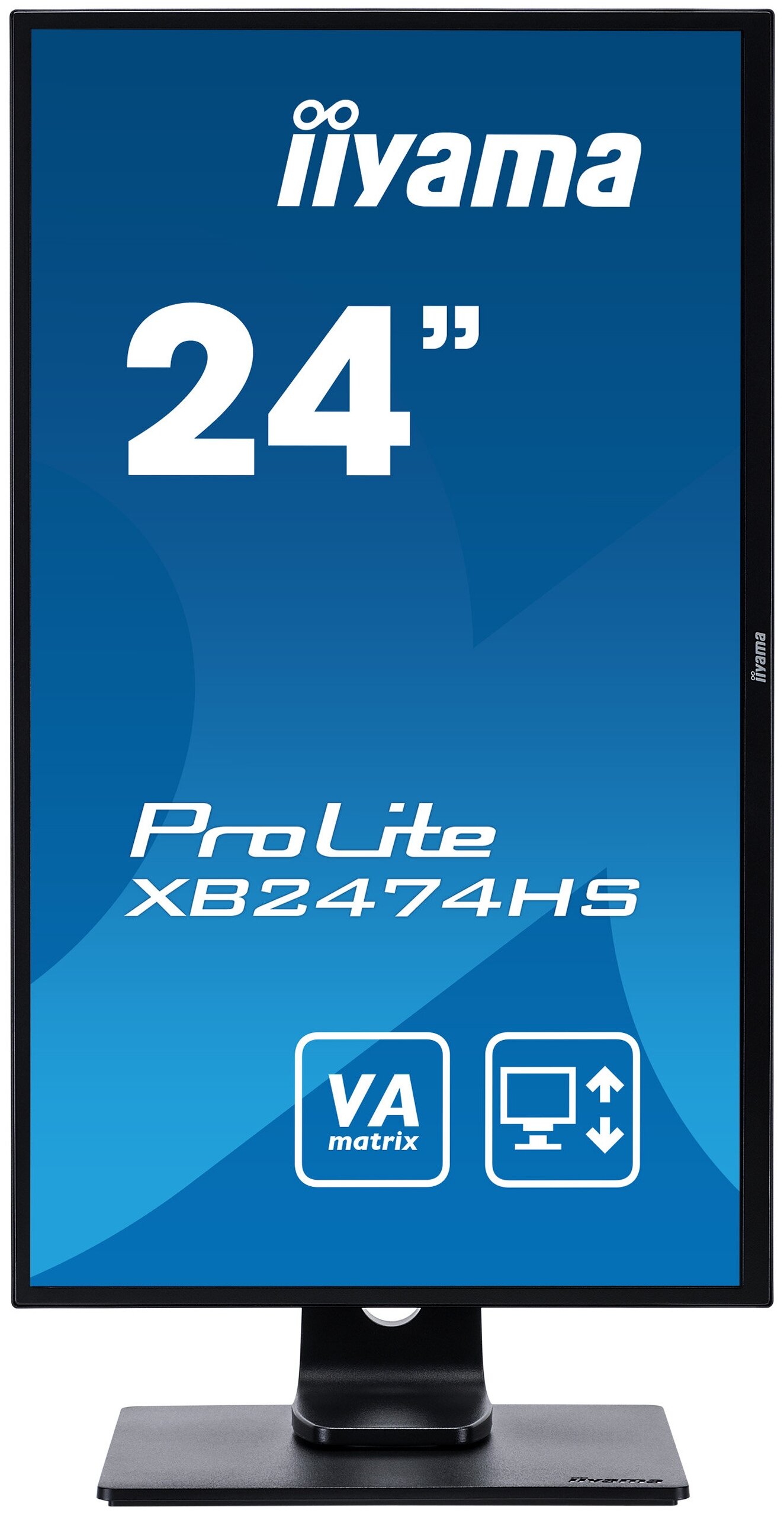 Монитор Iiyama 23,6" ProLite Black (VA, 1920x1080, D-sub+HDMI+DP, 4 ms, 178°/178°, 250 cd/m, 12M:1, MM, Pivot) XB2474HS-B2 XB2474HS-B2