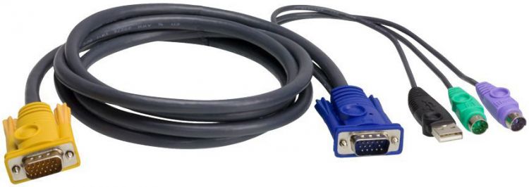 Кабель ATEN монитор+клав.+мышь USB/PS2, SPHD=>HD DB15+USB A-Тип+2x6MINI-DIN, Male-2xMale, опрессованный,  3 м. 2L-5303UP 2L-5303UP