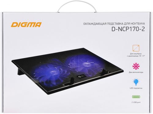 Подставка Digma для ноутбука 17"390x270x27мм 2xUSB 2x 150ммFAN 600г черный D-NCP170-2 D-NCP170-2 #1